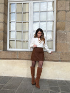 Falda efecto lana Lou Chocolate
