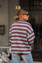 Hector Striped Polo Shirt Burgundy/Sky Blue