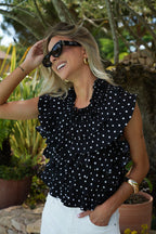 Blouse À Pois Jade - Noire