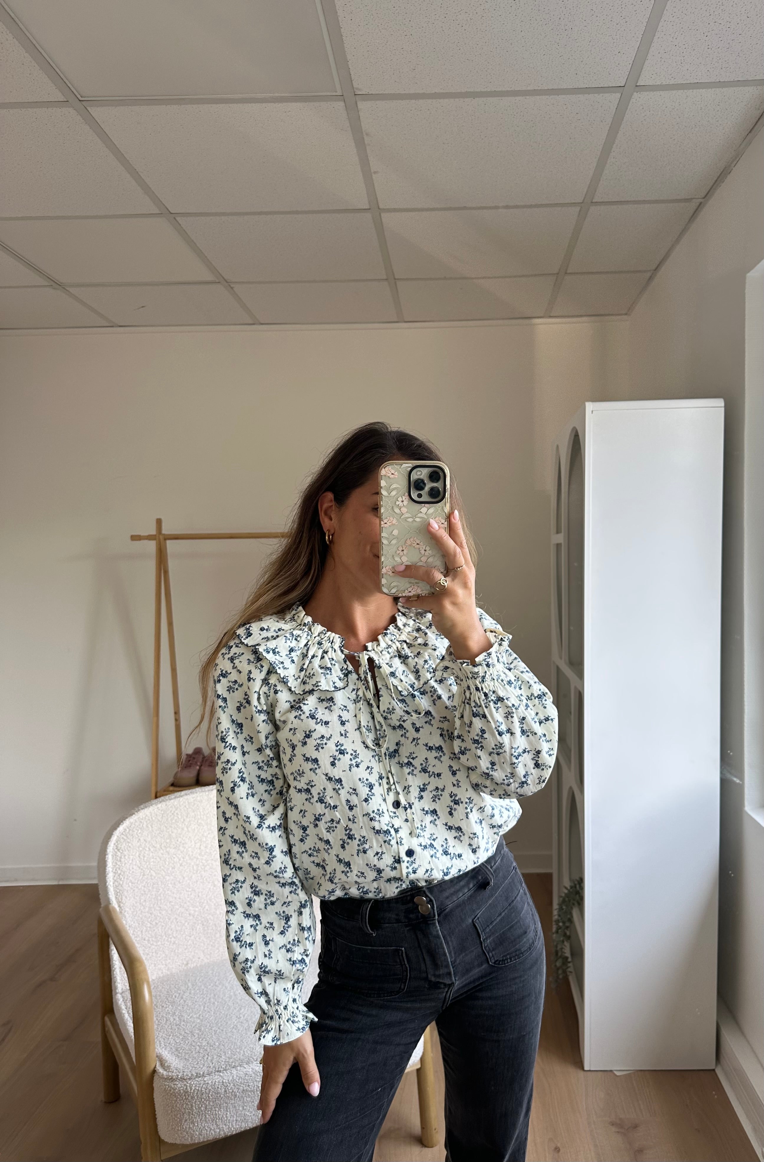 Maria floral wide-collar blouse