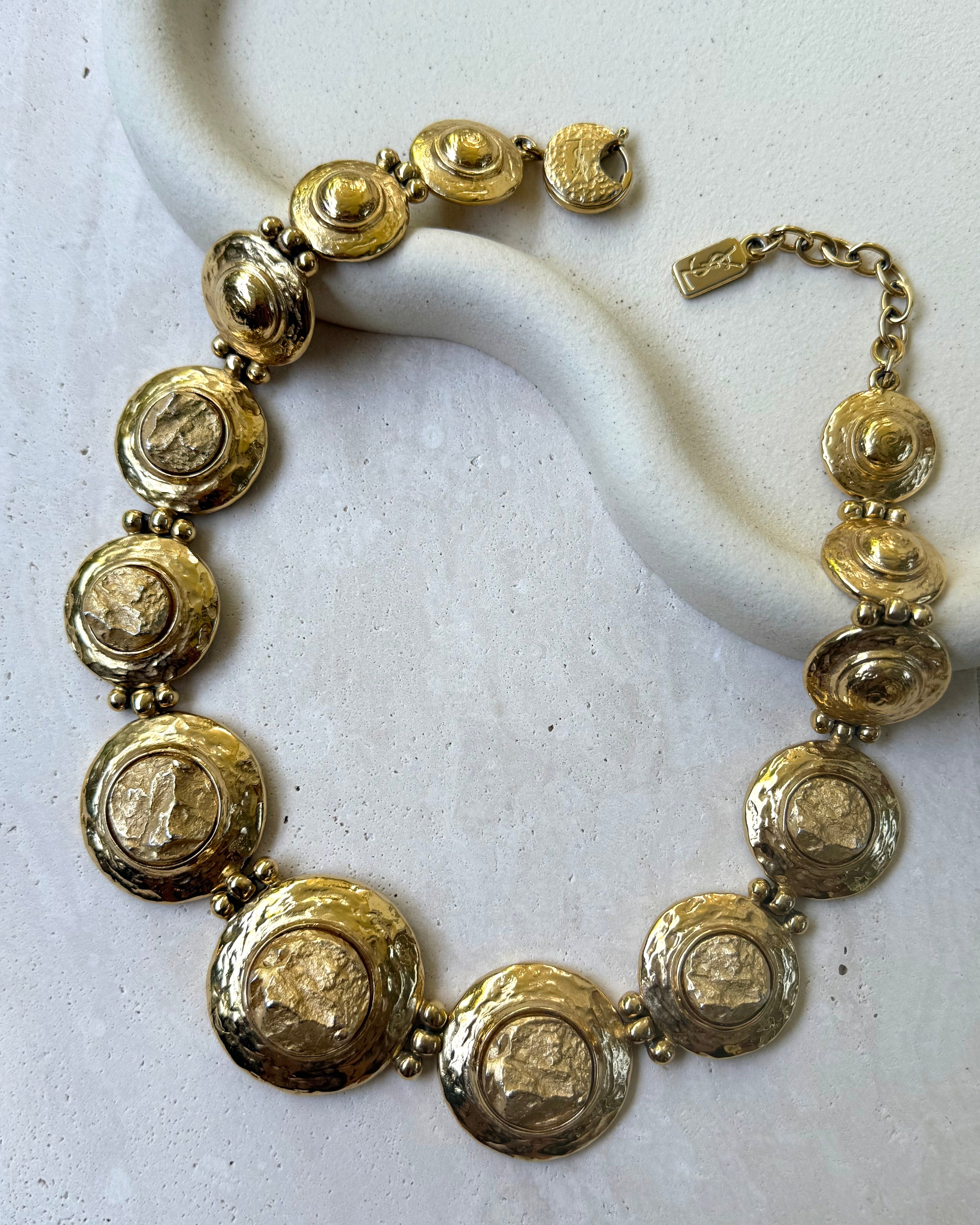 Collar Vintage Yves Saint Laurent - Relieve Martillado Xxl