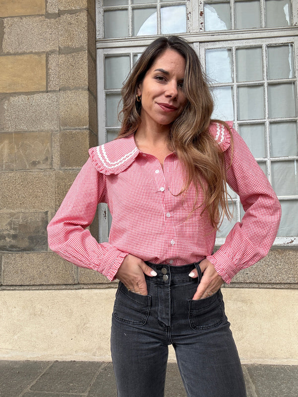 Blouse vichy col Claudine Anaëlle