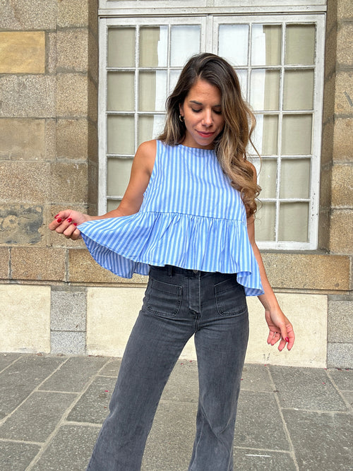 Top rayé Raquel bleu