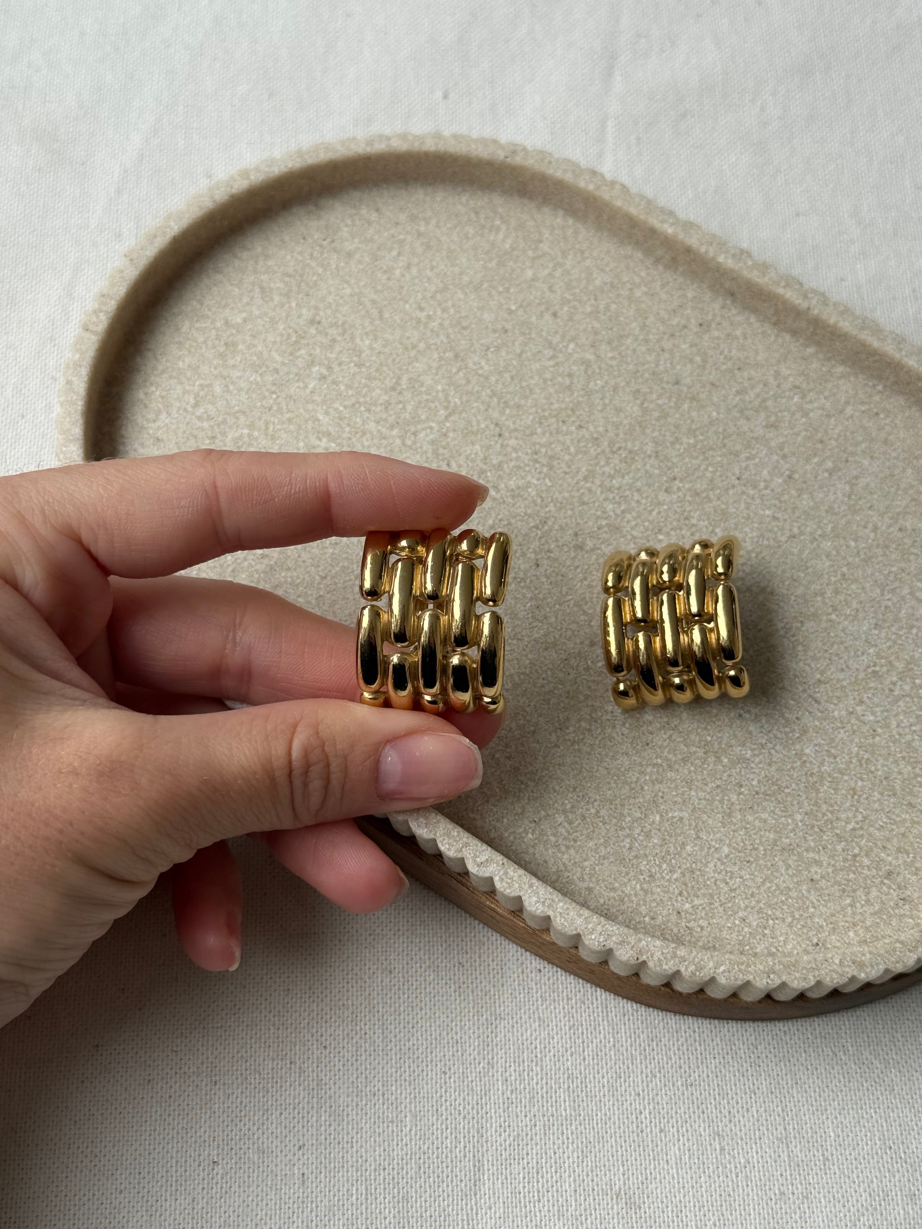 Boucles D’Oreilles Givenchy Vintage - Maillons Tressés Dorés