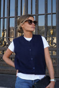 Raphaël Angora Navy Sleeveless Vest