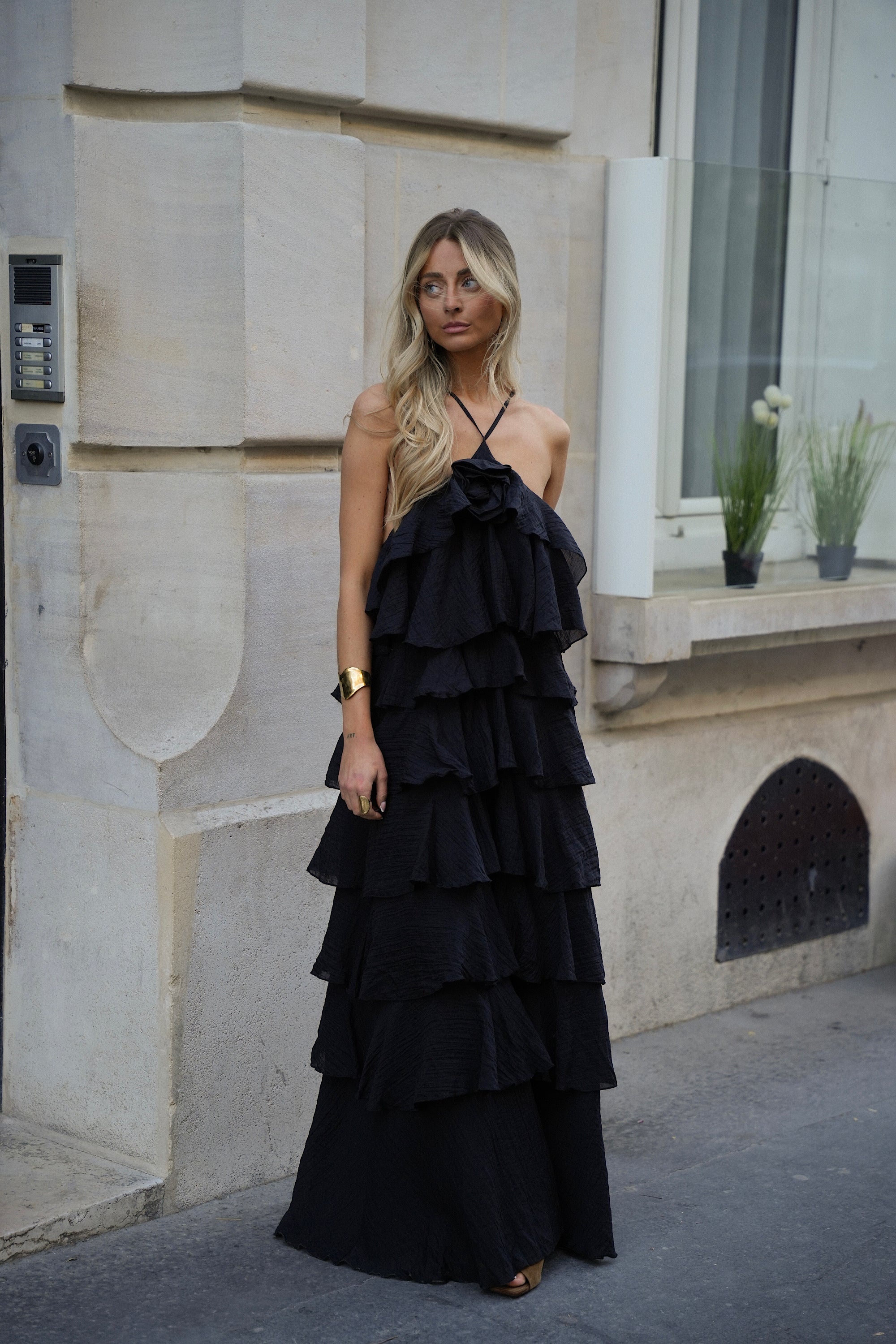 Robe Volantée Ava - Noire