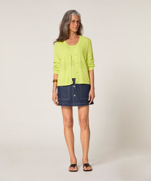 Chaleco con cuello de pico - Amarillo limón - Mujer