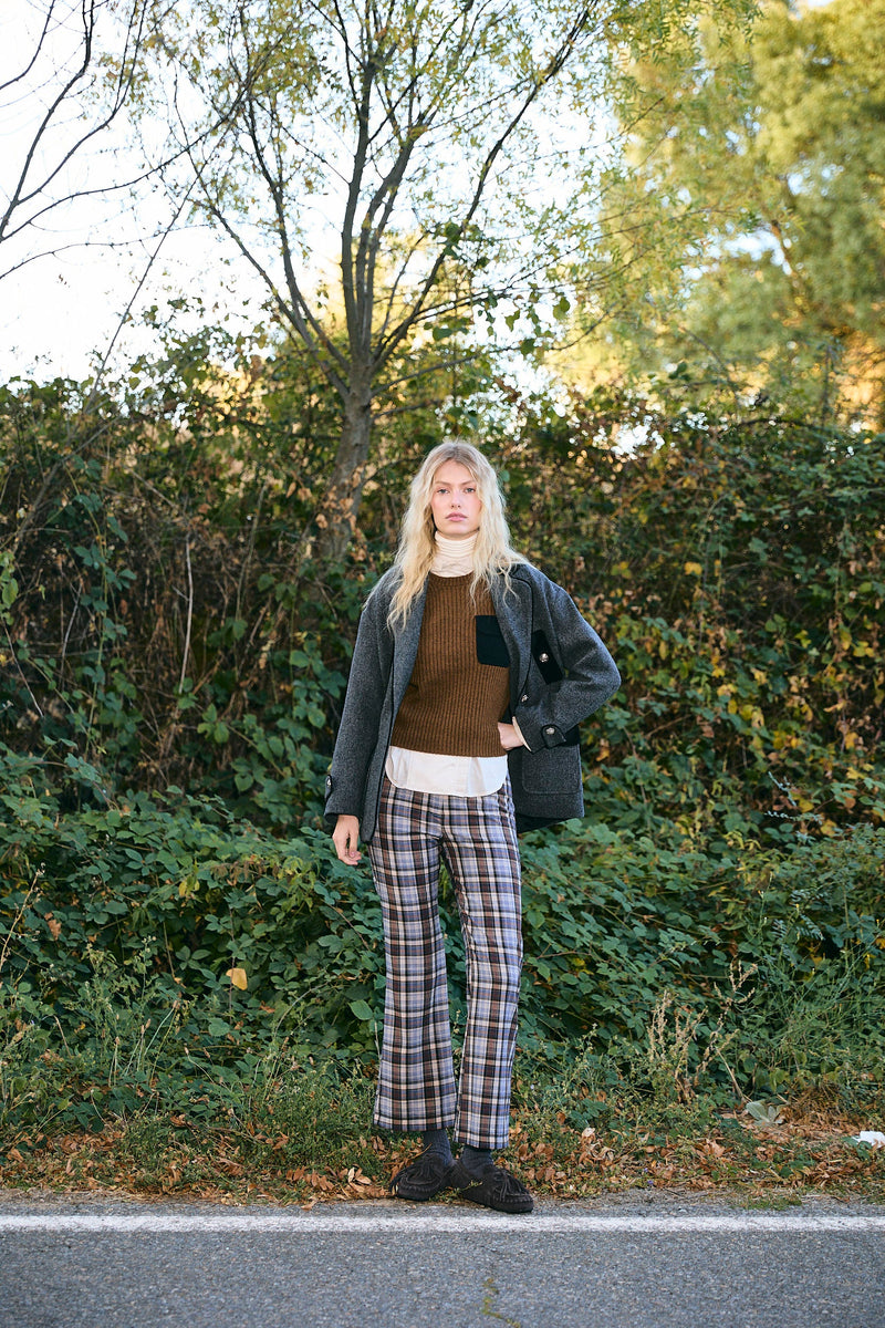 Pantalon Sixties Tartan Marron