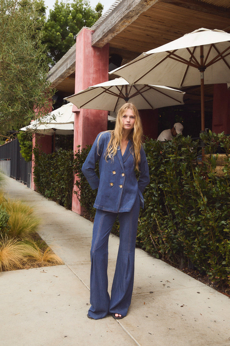 Pantalon Icon Tencel Bleu