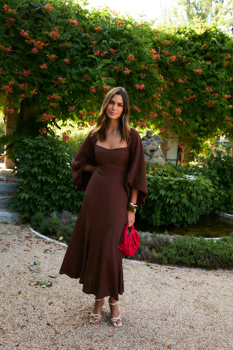 Robe Sirin Crêpe Marron