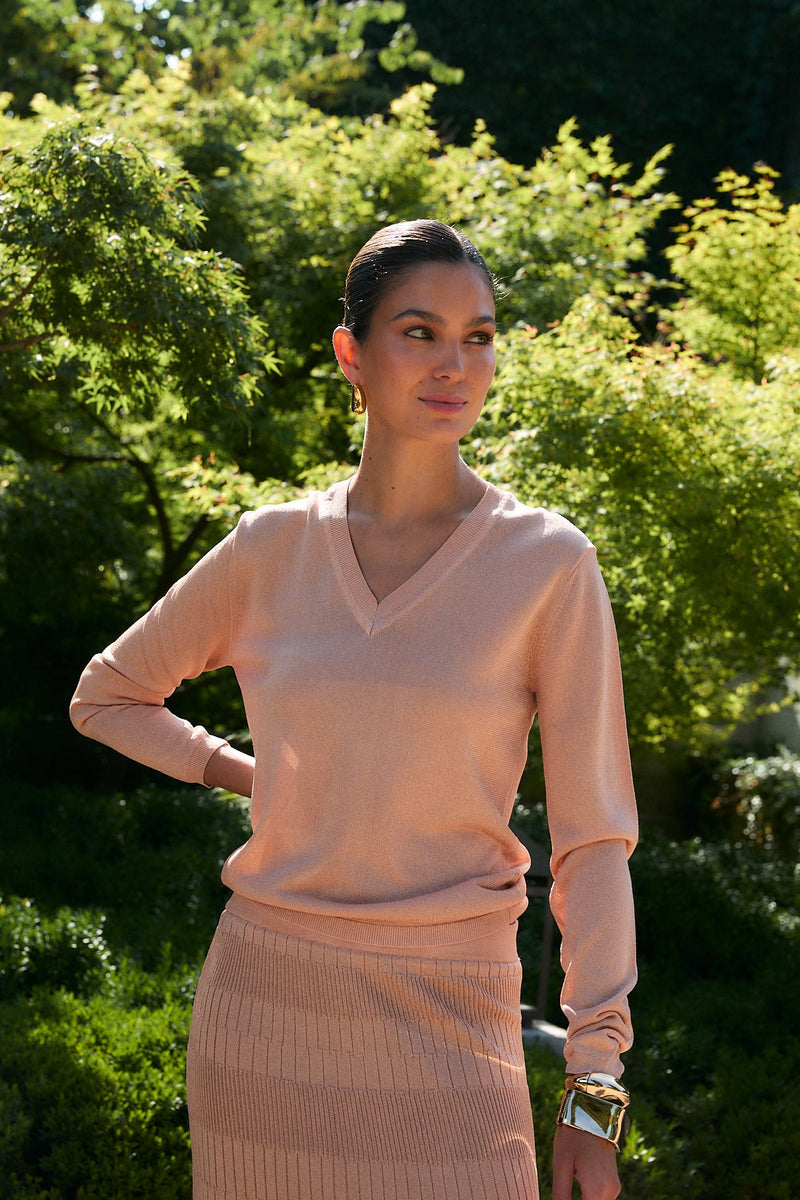 Top Lurex Maille Cuivre