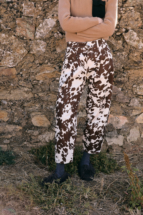 Jean Boyfriend Vache Marron