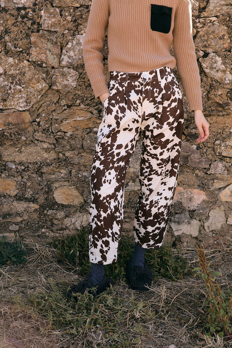 Jean Boyfriend Vache Marron