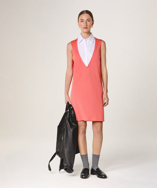 Vestido de manga corta - Naranja mandarina - Mujer