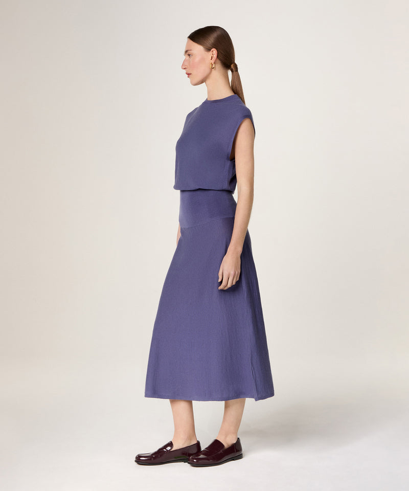 Vestido De Punto Con Cintura De Canalé - Violeta Parma - Mujer