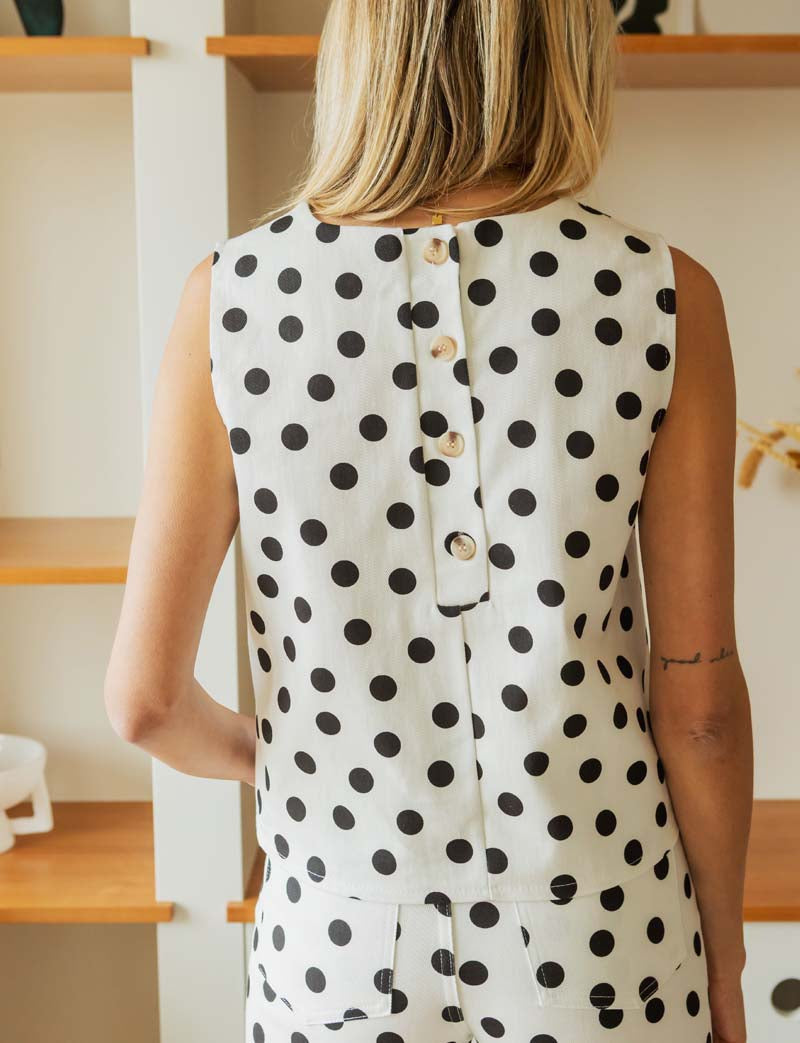 Top Blanc À Pois Noirs Lezy
