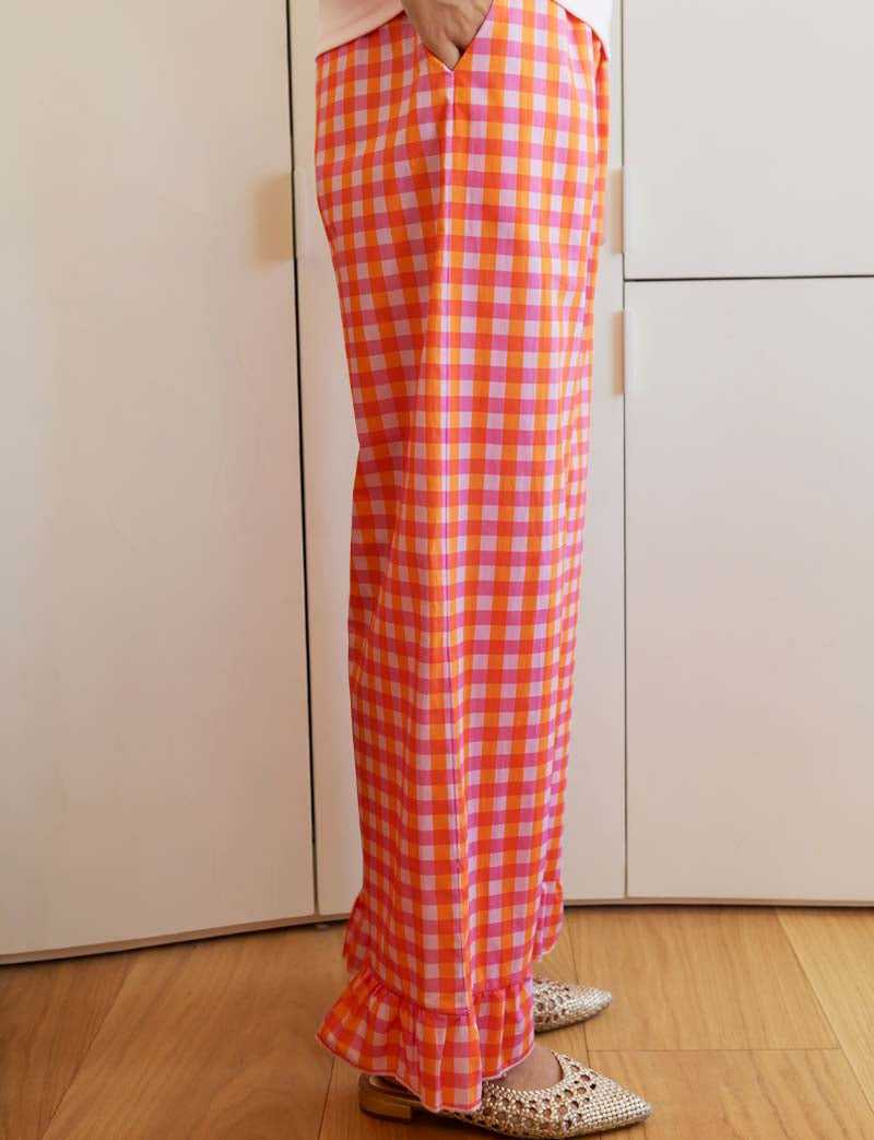 Pantalon Vichy Rose & Orange Gasty
