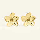 Boucles d'oreilles fleurs acier inoxydable doré 