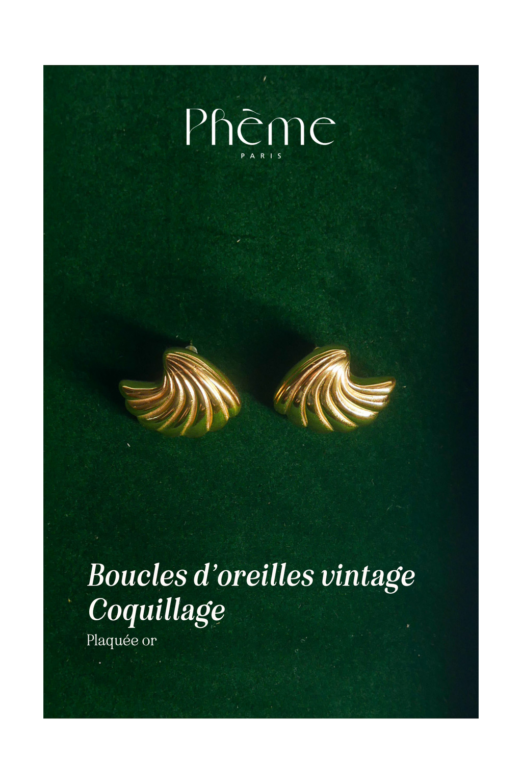 Pendientes vintage de concha - Baño de oro