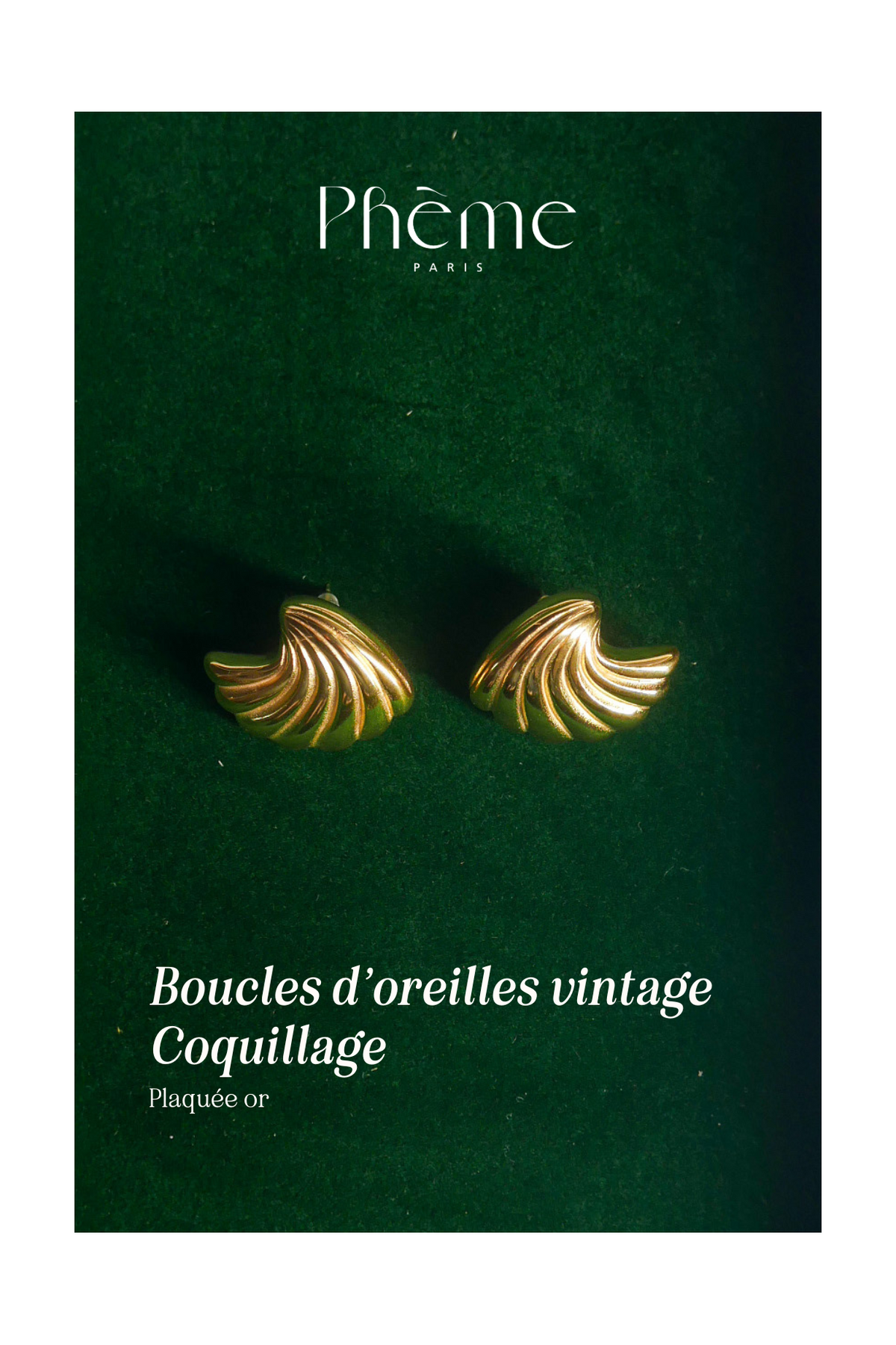 Pendientes vintage de concha - Baño de oro