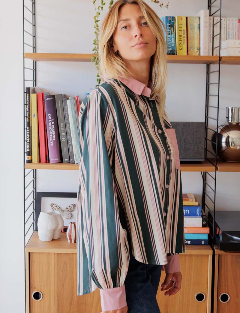 Chemise Verte & Rose Shimo