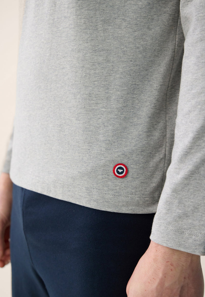 T-Shirt Homme Gris À Manches Longues En Coton - Superbe Gris