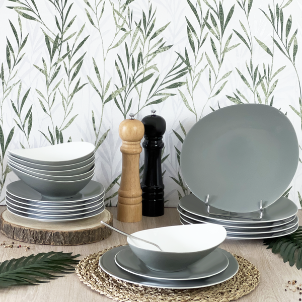 Sven Gris - 18 Piece Service - Porcelain - Gray