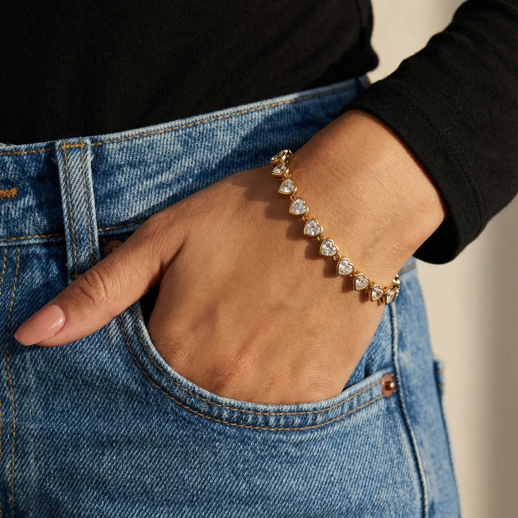 Heart Tennis Bracelet