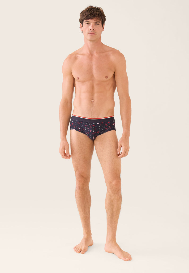 Slip Bleu Marine À Motif Cerises En Coton - Terrible Cherry Marine