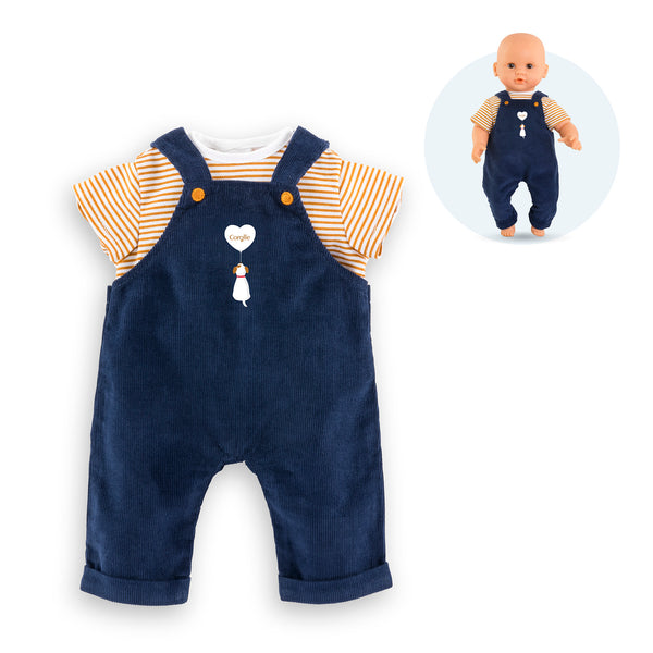 Camiseta y peto azul marino para muñeco de 30 cm