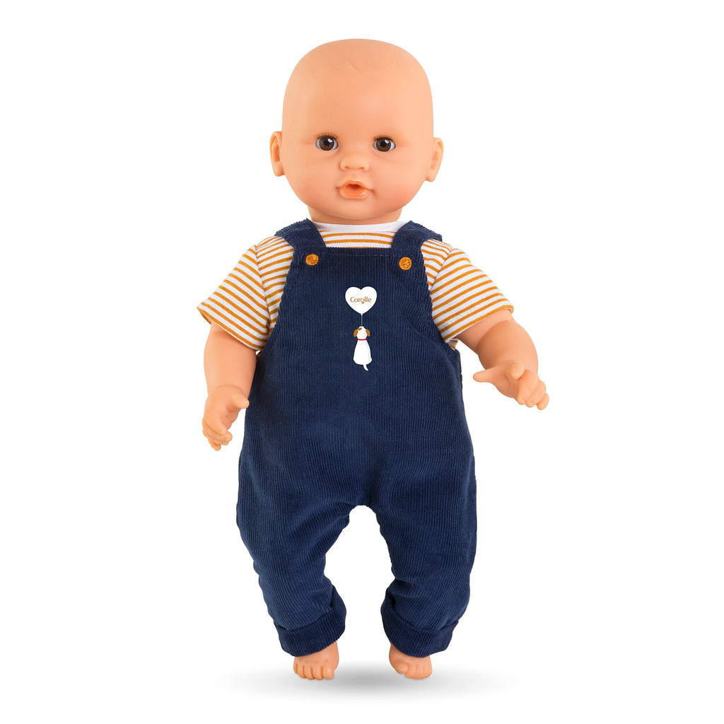 Camiseta y peto azul marino para muñeco de 30 cm
