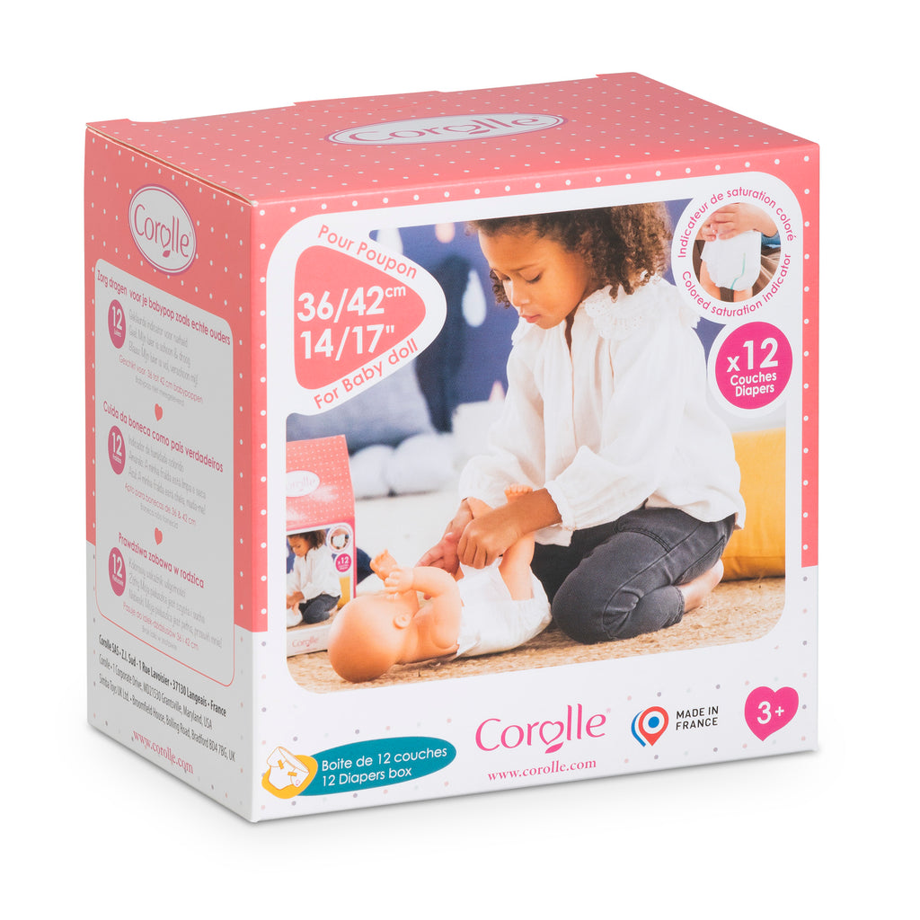 Caja De 12 Pañales Para Muñeco De 36 Y 42 Cm