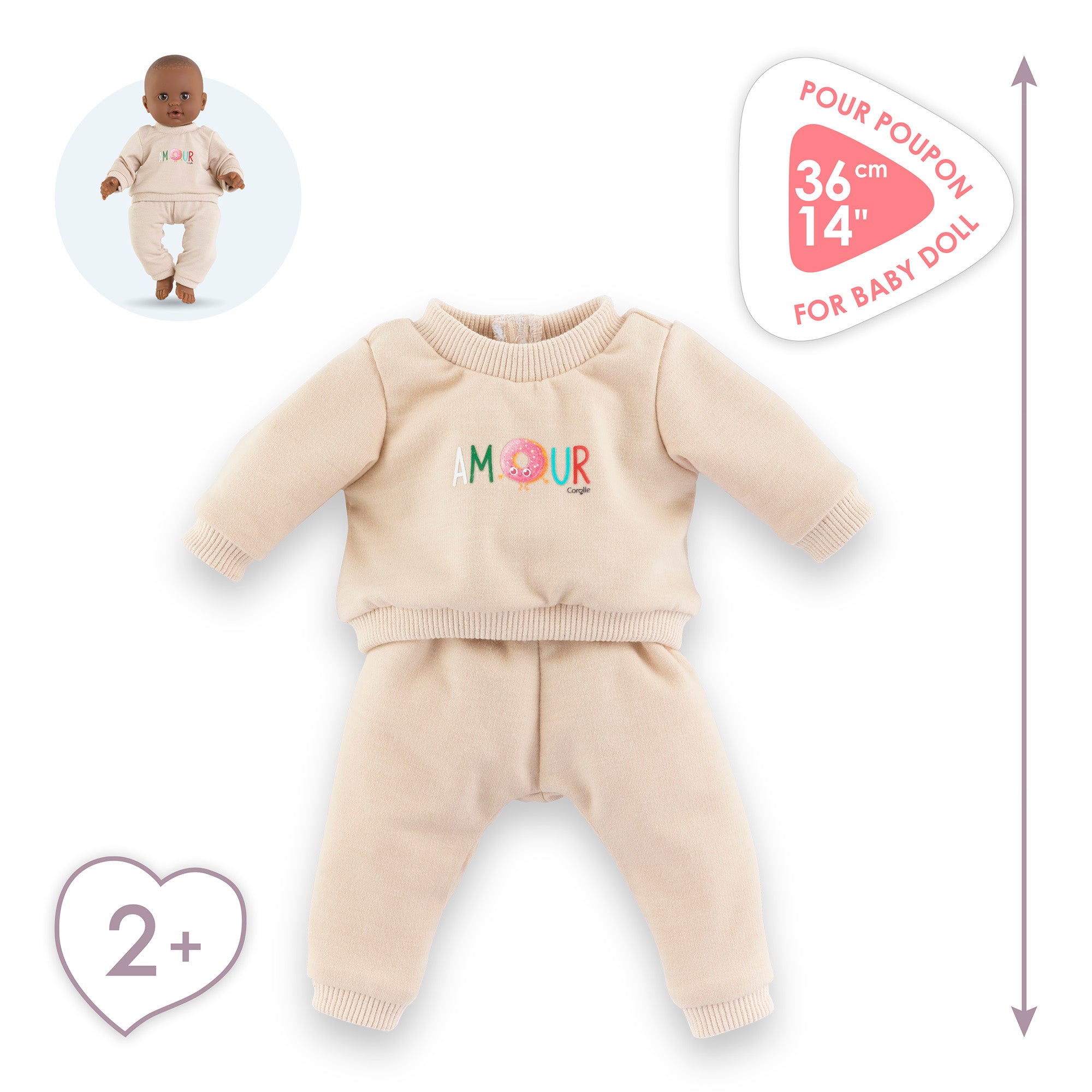 Chándal beige para muñeco de 36 cm