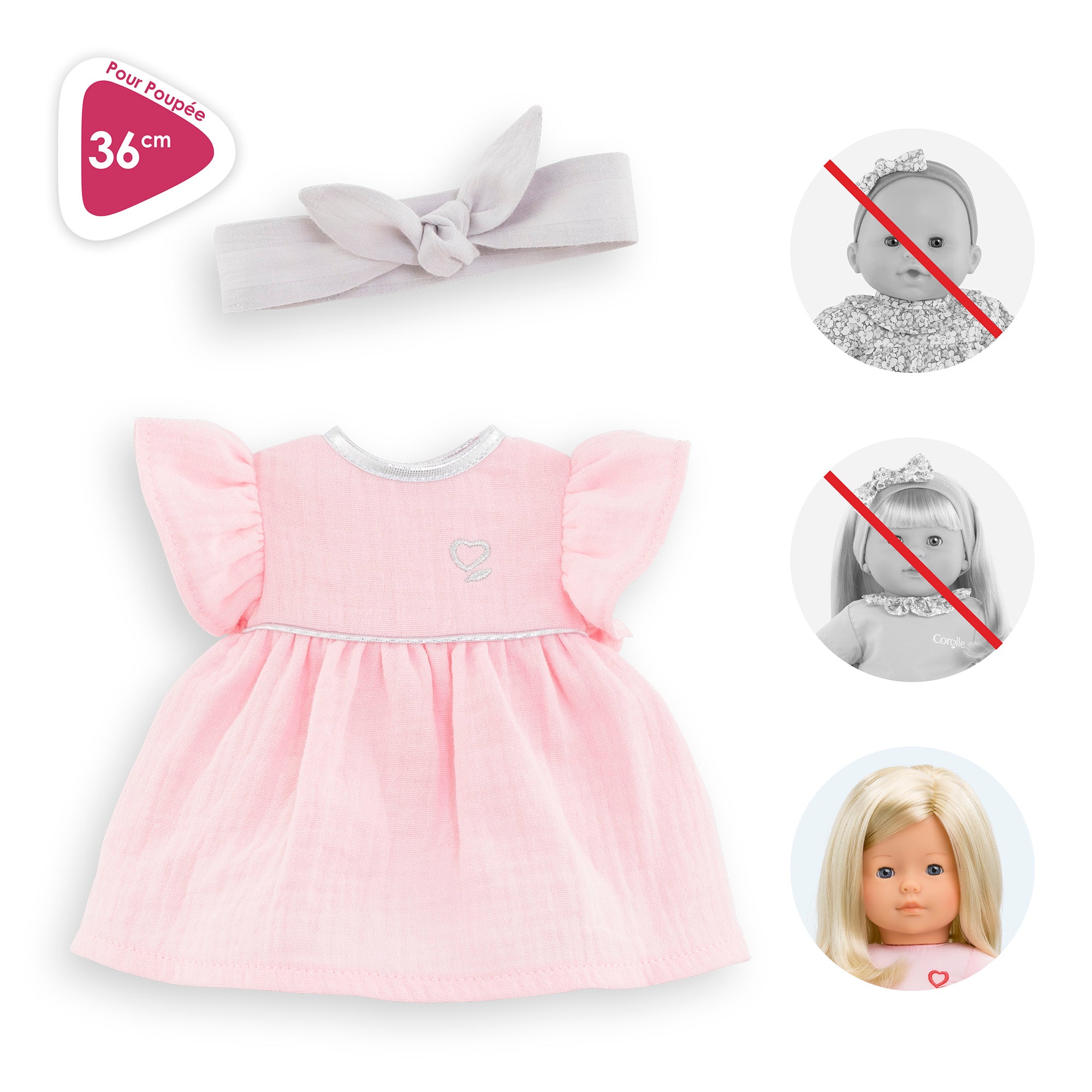 Vestido y Diadema Para Muñeca Ma Corolle