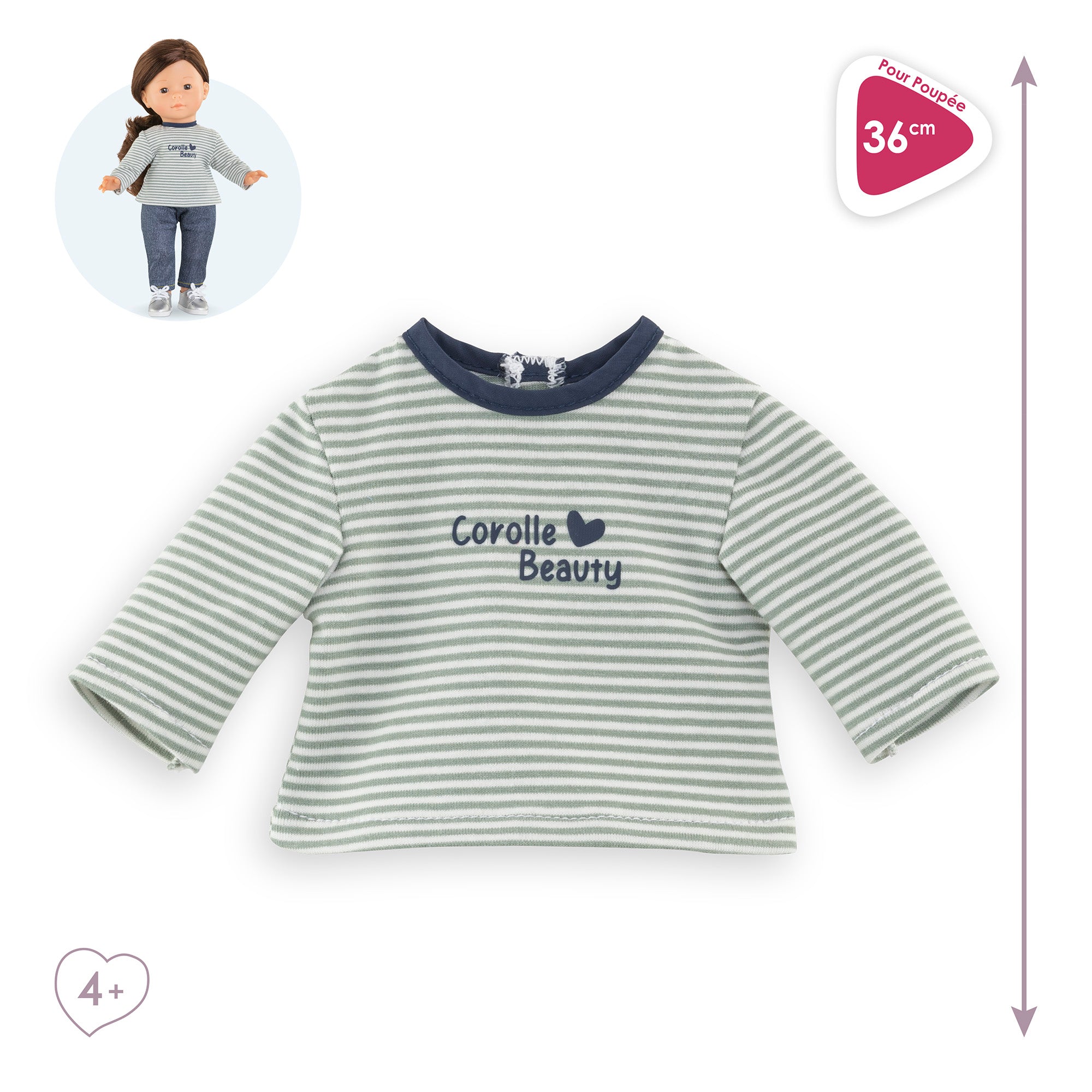 Long-Sleeved Striped T-Shirt for Ma Corolle Doll