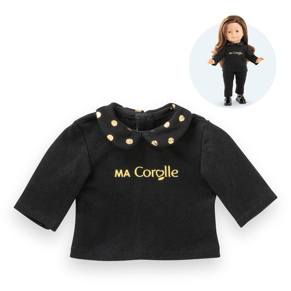 Camiseta Negra y Dorada de Manga Larga Para Muñeca Ma Corolle
