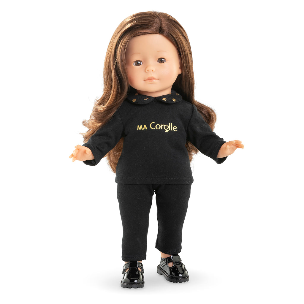 Camiseta Negra y Dorada de Manga Larga Para Muñeca Ma Corolle