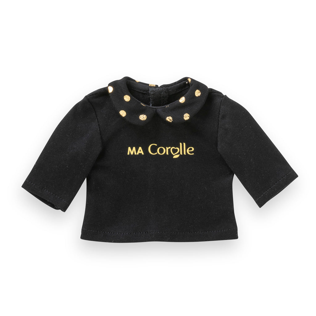 Camiseta Negra y Dorada de Manga Larga Para Muñeca Ma Corolle