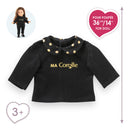 T-Shirt Noir Et Or Manches Longues Pour Poupée Ma Corolle