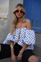 Blouse À Pois Sola - Blanc/Noir