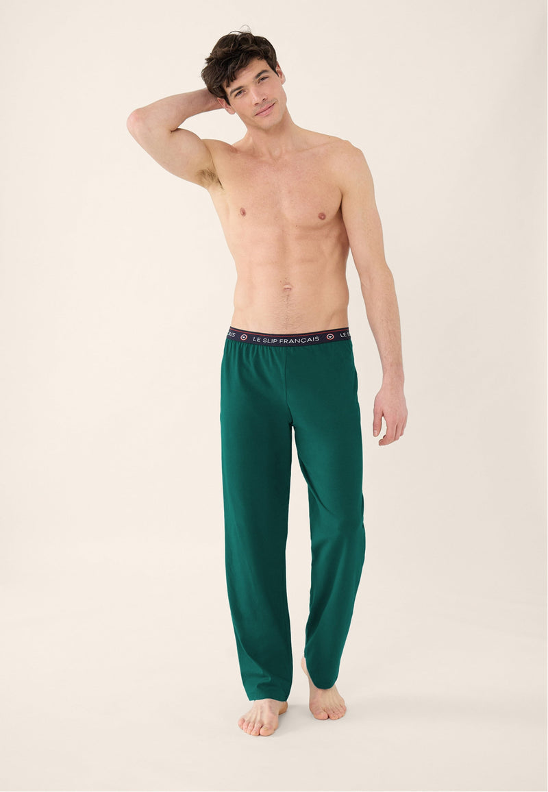 Bas De Pyjama Long Homme Vert Sapin En Coton - Indomptable Vert Sapin