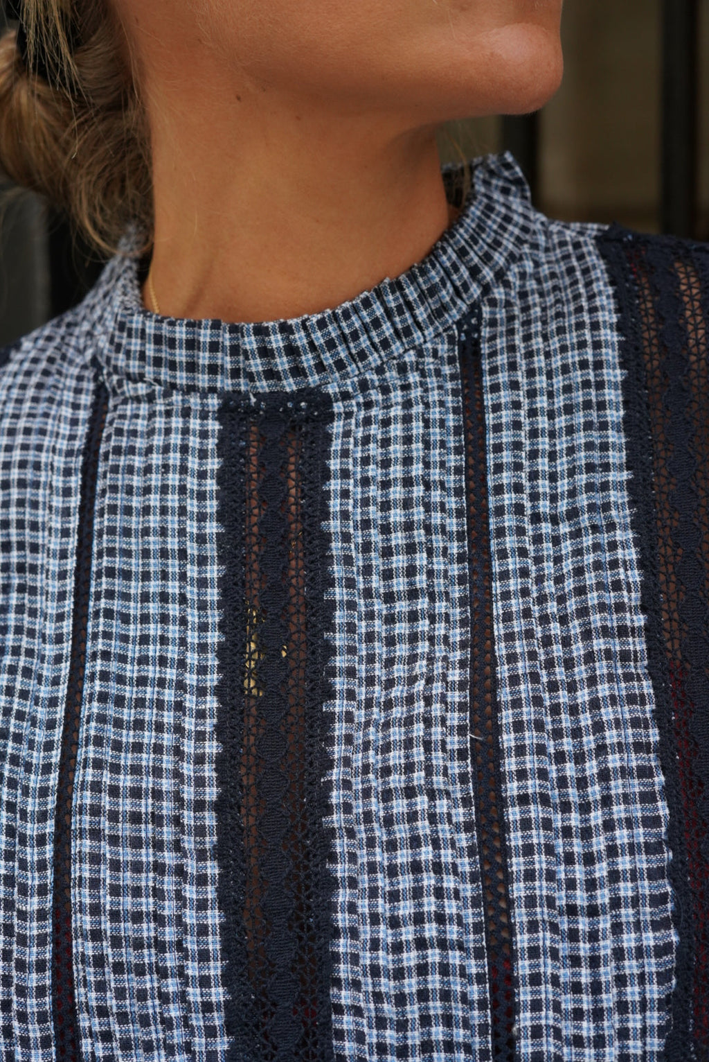 Margaux Navy Check Blouse