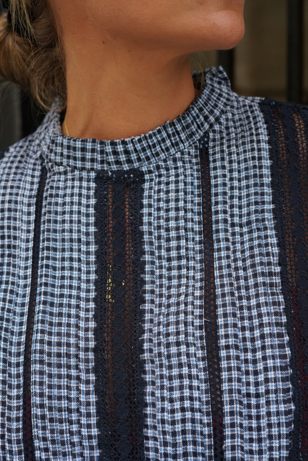 Margaux Navy Check Blouse