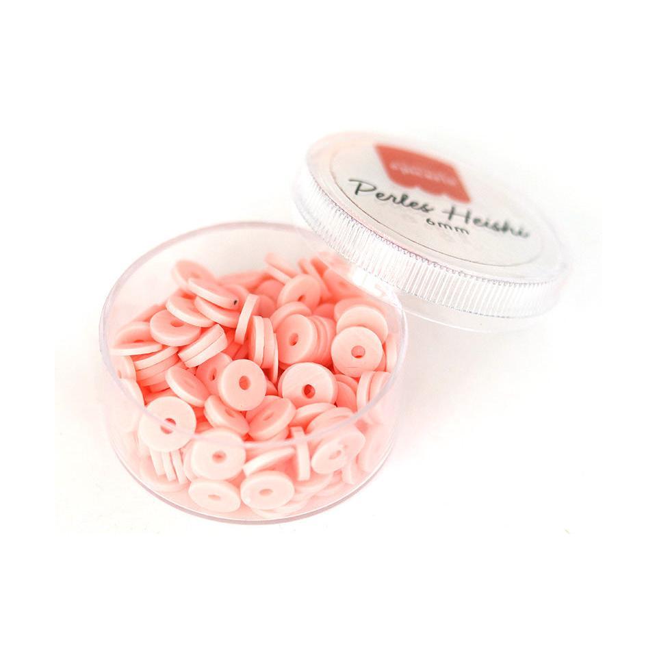 Box of 6 Mm Heishi Rondelle Beads - Powder Pink