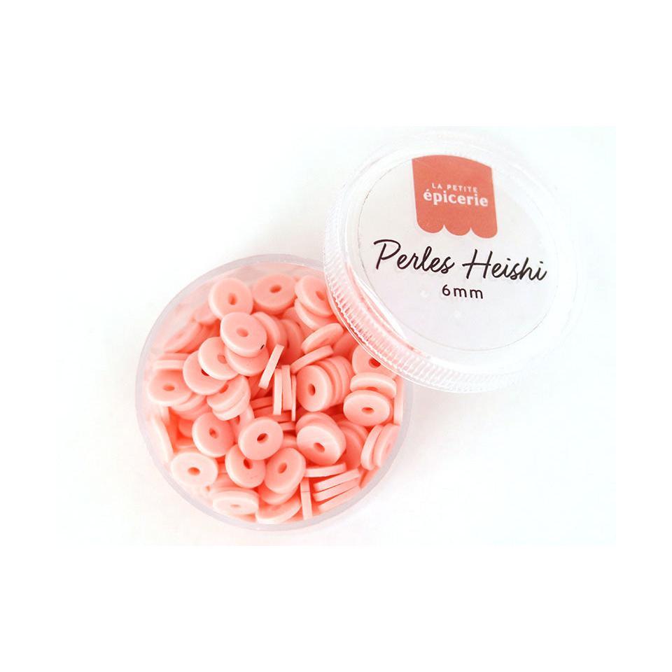 Box of 6 Mm Heishi Rondelle Beads - Powder Pink