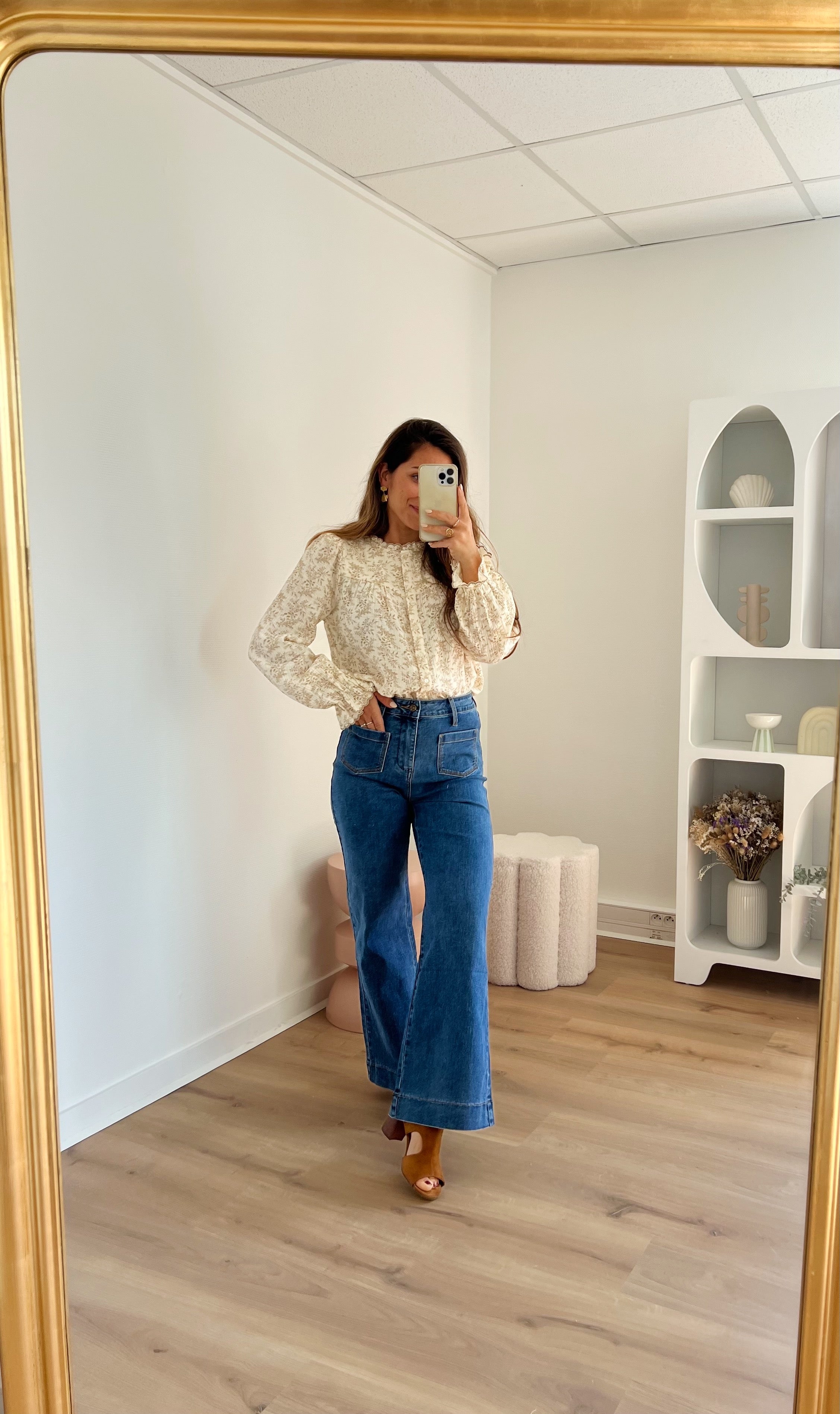 Blouse Fleurie Amélia Beige