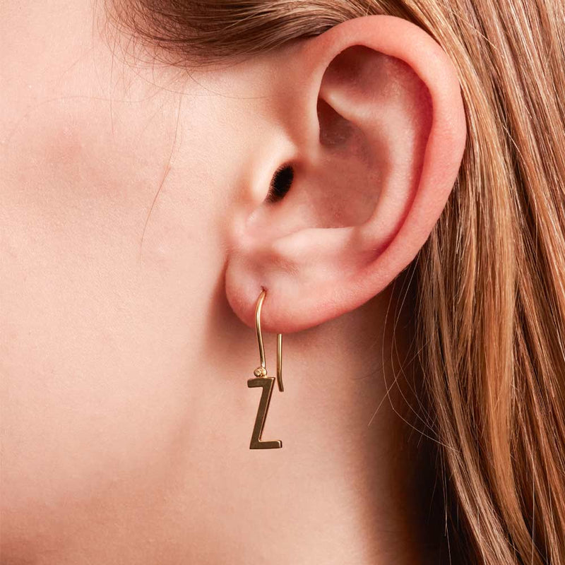 Boucle D'Oreille - Lettre A à Z - Plaqué Or