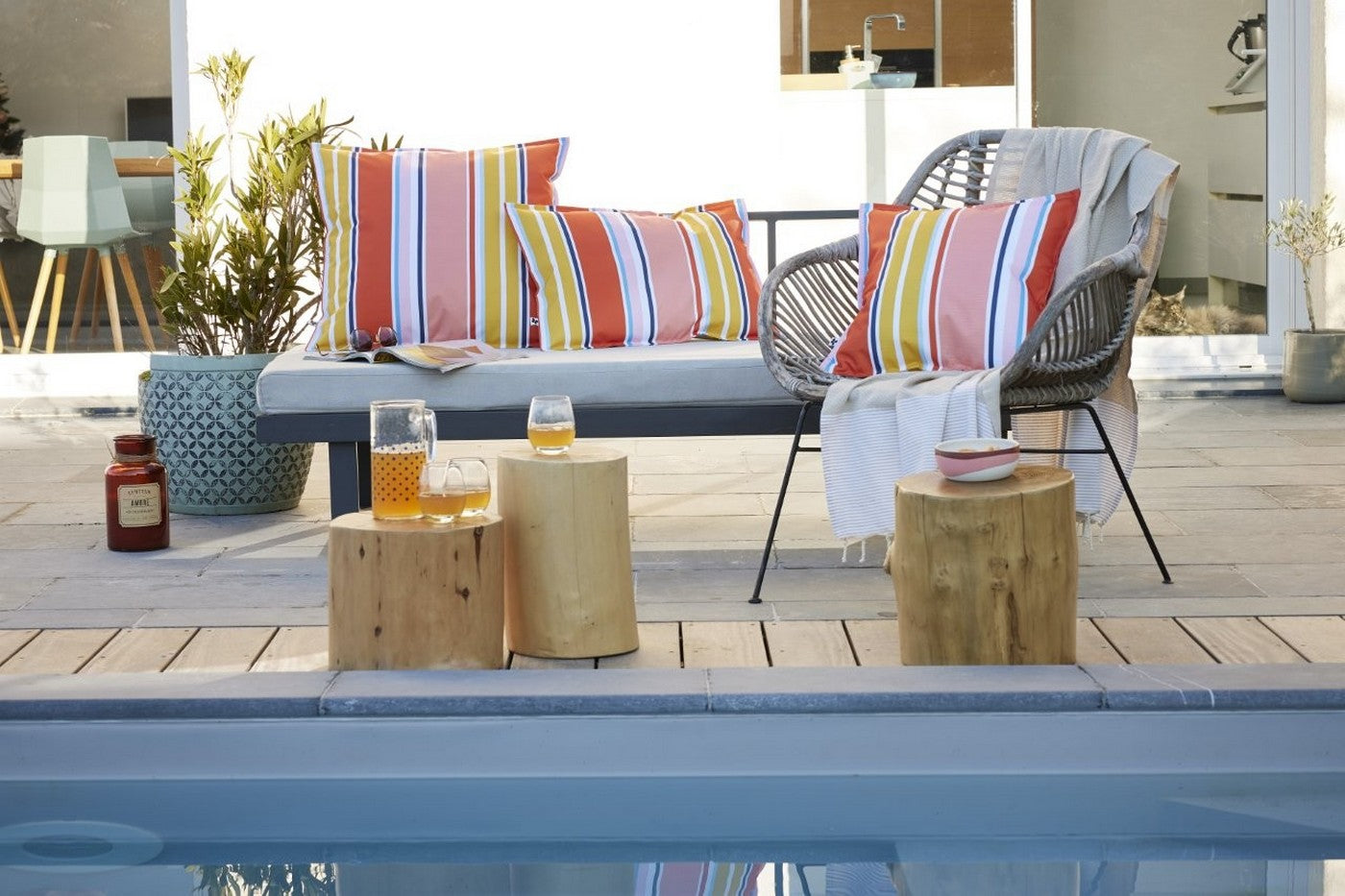 Bianca - Housse De Coussin - Polyester Imprimé + Enduction - Soleil