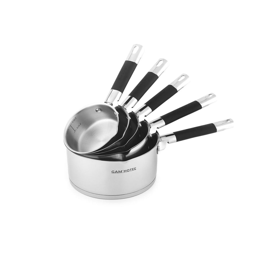 Gam'Hotel - 5 Stainless Steel Induction Saucepans - 12/14/16/18/20 cm - Silver