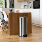 Cubo de basura de cocina con pedal básico de acero inoxidable cepillado URBAN 30L con cubo con tapa curva